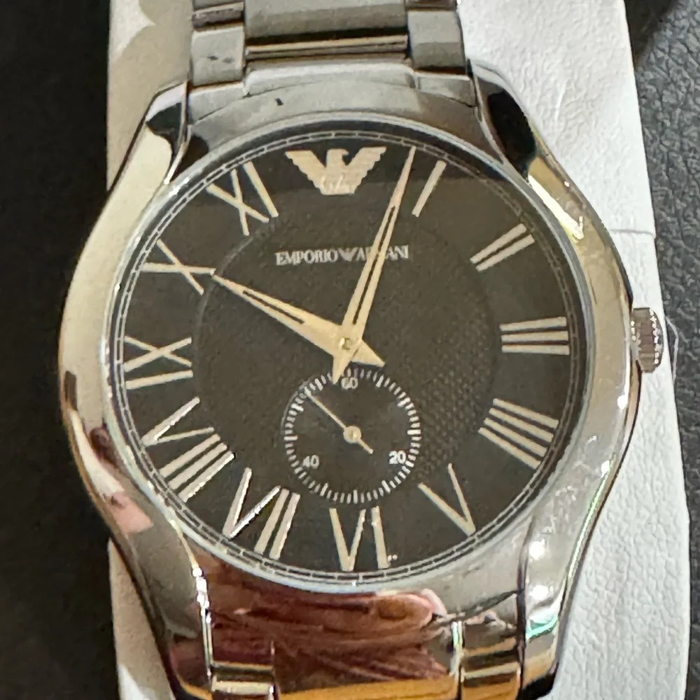 Emporio Armani Silver and Black Men's Watch